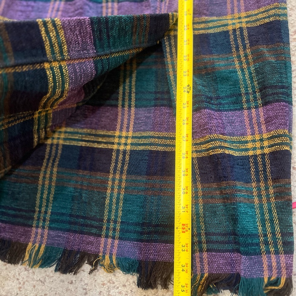 Vintage Plaid Midi blanket Skirt Purple Green preppy chic office casual size 10 - Picture 11 of 14